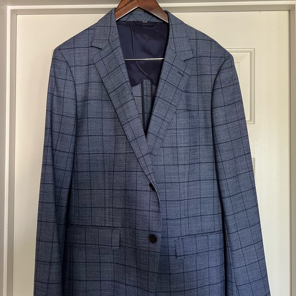 Bonobos Blue Sport Coat with Windowpane Pattern